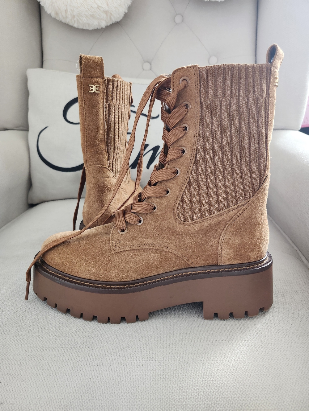 Sam Edelman Platform Combat Boots Brown US 5 Like New